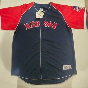 Vintage MLB Boston Red Sox Baseball Dynasty Jersey Large Navy Red Y2k